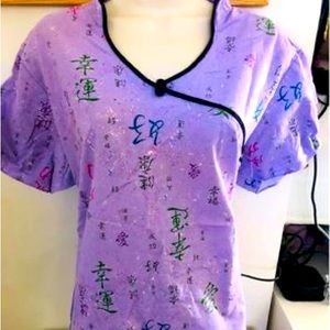 Dickies japanese writing scrub top lilac purple